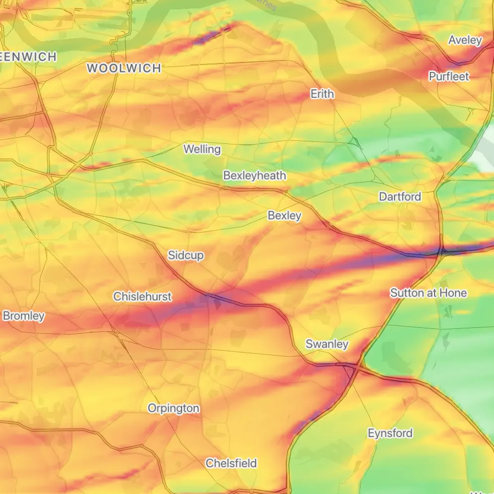 Pollutants represented on a map